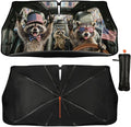 Funny Rocking Raccoon Print Car Sunshade Umbrella Funny Rocking Raccoon Windshield Sun Shade for Car Retractable Umbrella Sunshades for Front Window Sun Shades Cover Visor Portector Block UV Rays