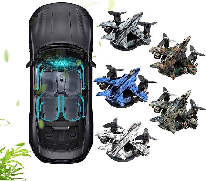 Car Air Freshener | Solar Powered Helicopter Scents Diffuser | Fashion Automotive Interior Decoration Accessories Purifiers for Car and Home Aromatherapy Dashboard (Green, 11 X 6 X 5.7 CM)