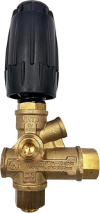 Annovi Reverberi VRT3R-310 Unloader, Black Spring, 4500 PSI, 10.5 GPM, Adjustment Knob, Pressure Gauge Inlet, Brass