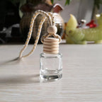 5PCS Hanging Car Air Freshener, Auto Interior Decoration 8 ml Oil Diffuser Perfume Aromatherapy Pendant Empty Glass Bottle, Fragrance Ornament with Vent Clip Wooden Cap and Rope (Cylindricity)