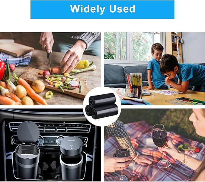 Car Trash Bag, [PE]Mini Trash Bags for Car, Mini Garbage Bags for Car Trash Can with Tear-Resistant Black Discreet Design Perfect Waste Disposal for Home Office On-The-Go Travel
