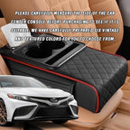 Car Armrest Cushion, 5 in 1 Center Console Cover with 2 Cup Holders, Phone Holder, Tissue Holder, Storage Bag, Multifunctional Leather Heightened Car Armrest Cushion for Most Cars