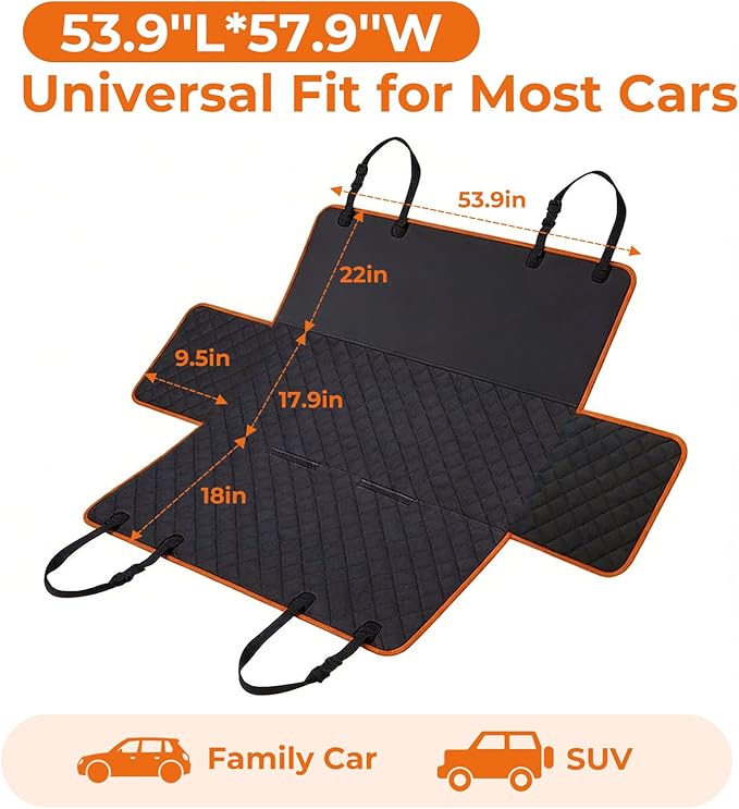 Dog Car Seat Cover for Pets Waterproof Seat Cover Hammock Nonslip Durable 600D Heavy Duty Scratch Proof Soft Back Seat Covers for Cars Trucks and SUVs