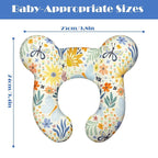 Baby Head Support Pillow for Newborn Toddler, Baby Neck Pillow Upgraded Comfortable Sleep Cushion for Car Plane Stroller Pushchair - Flower A