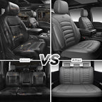 CAR PASS 3D Foam PU Leather Car Seat Covers, Universal Seat Covers Full Sets for Trucks SUV Sedan Automotive Seat Covers Armrest Airbag Compatible Waterproof Comfortable Faux Nappa Leather All Gray