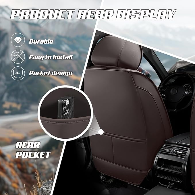 Car Seat Covers Fit for Infiniti g37 2000-2026, Stylish Sport Seat Covers, Waterproof Wear-Resistant Premium Nappa Leather Car Seat Cover.(2 Pcs Front with Pillow/Coffee Color)