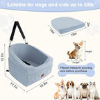 Vivifying Dog Car Seat for Small & Medium Dogs, Detachable & Washable Booster Seat for Pets Up to 30lbs, Travel Bed with Storage Pockets and Safety Belt – Gray