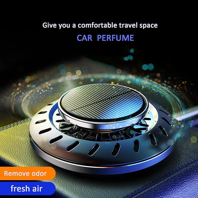 Kwak's Car Air Freshener,Rotating Solar Aromatherapy Essential Oil Diffuser Scent with Extra 4 Bottle Solar Car Air Freshener Refill