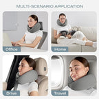 Skechers Men's Memory Foam Neck Pillow, Comfortable & Breathable Travel Pillow,Neck Pillow Airplane for Travel, Car Rides, Home, and Office Use, Ergonomic Design for Men and Women,Grey