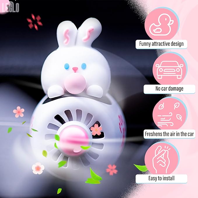 White Rabbit Pilot Car Air Freshener Vent Clip – Airplane Car Freshener | Easy Clip-On, ABS+PP | Rotating Propeller for Eliminating Odors, Long-Lasting Fragrance & Fun Addition to Your Vehicle