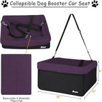 JESPET & GOOPAWS Dog Booster Seats for Cars, Portable Dog Car Seat Travel Carrier with Seat Belt for 24lbs Pets (Purple-16 L x 13" D x 9" H)