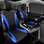 CAR PASS Jelly Leather Car Seat Covers Full Set,Waterproof Faux Leather Automotive Seat Covers for Cars,Airbag Compatible,Sporty Universal Fit for SUV,Van,Sedan,Truck(Black and Blue)