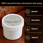 Furniture Salve for Leather Conditioner: Natural Oil Beeswax Formula for Couches Purse Bag Car Seat - Moisturizer and Restorer Leather Wood and Vinyl - Prevent Cracking or Fading & Water Rings (8oz)