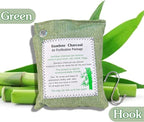 Bamboo Charcoal Air Purifying Bag, Activated Charcoal Odor Absorber Moisture Absorber Car Fresheners Odor Eliminator for Home Car Closet Refrigerator Shoe Smell Remover Gym Bag Deodorizer, Green