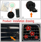 4PCS Daisy Flower Air Vent Clip Air Conditioning Outlet Clip Car Air Freshener Clip Car Interior Decor Charm Colorful Car Interior Accessories for Girls Women(Red)