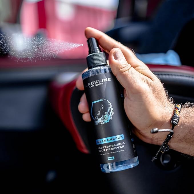 Blackline Car Care - Ocean Breeze Car Air Freshener, Long-Lasting, Oder Eliminator, for Cars, Trucks, SUV, or Home Use - 8 fl OZ - Scent Spray