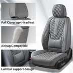 Coverado Front Seat Covers, Car Seat Cover, Leather Seat Covers for Car, Automotive Seat Covers Protector with Lumbar Support Universal Fit for Most Sedans SUV Pick-up Truck(Gray)