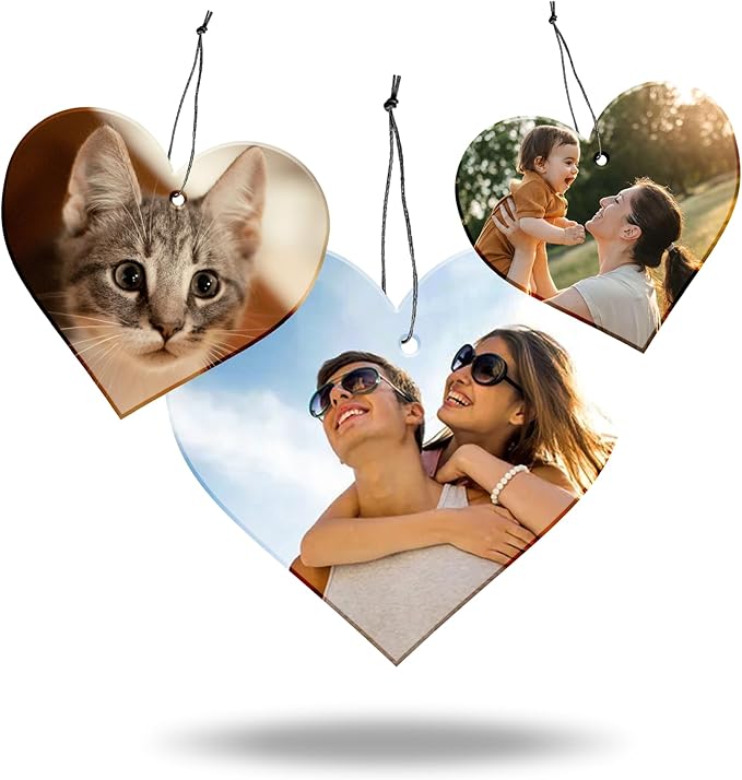 Custom Air Fresheners with Picture, Personalized Air Freshener, Custom Car Freshener, Dangle It Air Freshener for Car, Air Fresheners Custom with Picture (Heart)
