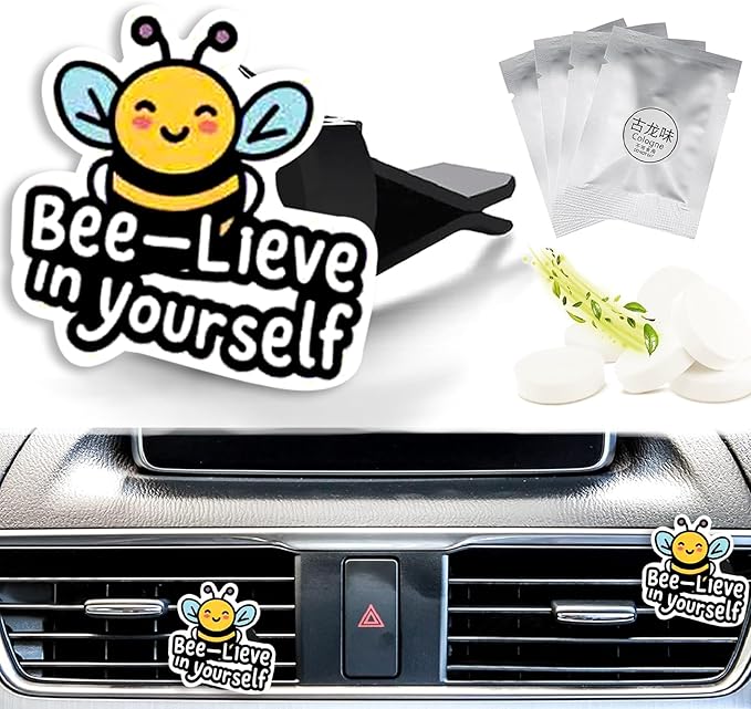 Cute Car Air Freshener Clips Bee Car Vent Clips Bee Cars Scents Cologne Air Conditioner Clip Auto Vent Interior Decoration Cars Accessories Bees Gifts for Men Women,Friends
