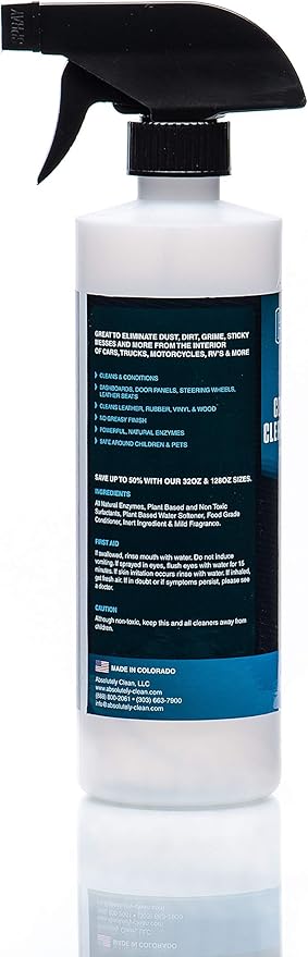 Absolutely Clean Car Magic Complete Interior Cleaner and Conditioner - Multi-Purpose Car Interior Cleaner | Leather, Rubber, Vinyl & Wood | Non-Greasy Formula (16oz Spray Bottle 2Pack (Save 25%))