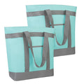 CIVJET 2Pk Insulated Reusable Tote Bag for Grocery Shopping for Women/Men, Pizza/Food Delivery Bag to Keep Food Cold/Hot for Professional Catering, Cooler bags for Travel/Beach/Picnic, Green