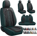 Premium Nappa Leatherette Car Seat Cover Set Custom Fit for Honda CR-V CRV 2000-2023 2024 2025 2026 Water-Proof Breathable Faux Leather Seat Cushion Protectors (Full Set 5 Seats,Black Green)