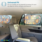 Window Shade-(2 Pack)-XL-25" x 16"-Colorful Cartoon Animal Designs, Cling Car Sun Shade for Windows - Sun, Glare and UV Rays Protection for Your Child - Baby Car Shades for Side Window by Enovoe