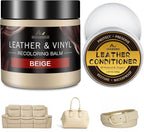 Leather Recoloring Balm with 100ml Mink Oil, Beige Leather Repair Kit and Scratch Remover for Furniture, Car Seats, Sofas, Dye & Restorer for Couches, Vinyl, PU, Faux
