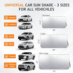 Windshield Sun Shade Car Window Shade UV Reflector Keeps Vehicle Cool Folding Sun Visor Heat and Sun Reflector (Large 63 x 33.9 inches