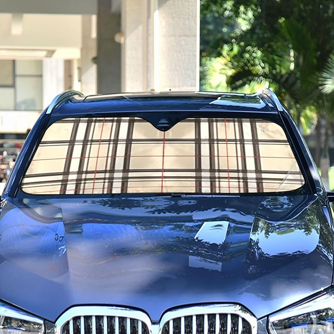 Folding Reflective Sun Shade Windshield Sun Shade Cover Parasol para Autos Colorful Plaid Texture File