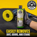 Chemical Guys Foaming Citrus Fabric Clean Drill Brush Kit - High Foaming Stain and Odor Remover, Upholstery, Floor Mat & Car Carpet Cleaner, Deep Cleans & Deodorizes, Citrus Scent - 16 fl oz