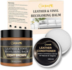 8.8oz Leather Recoloring Balm with 100ml Mink Oil,Light Brown Leather Repair Kit for Furniture,Leather Repair Cream,Leather Scratch Repair for Car Interior,Leather Conditioner for Couch