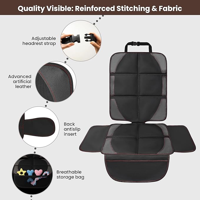 Upgraded Car Seat Protector for Child Car Seat Protector Under Baby Car Seat,3 Sides Extended Car Seat Cover Waterproof Pet Car Seat Cover for Dog,Thick Universal Durable