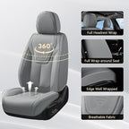FLORICH Car Seat Covers Front Seats, Luxury Waterproof Faux Leather Seat Covers Cushion, Car Seat Protectors Universal Fit for Most 5 Seats Vehicles - Gray