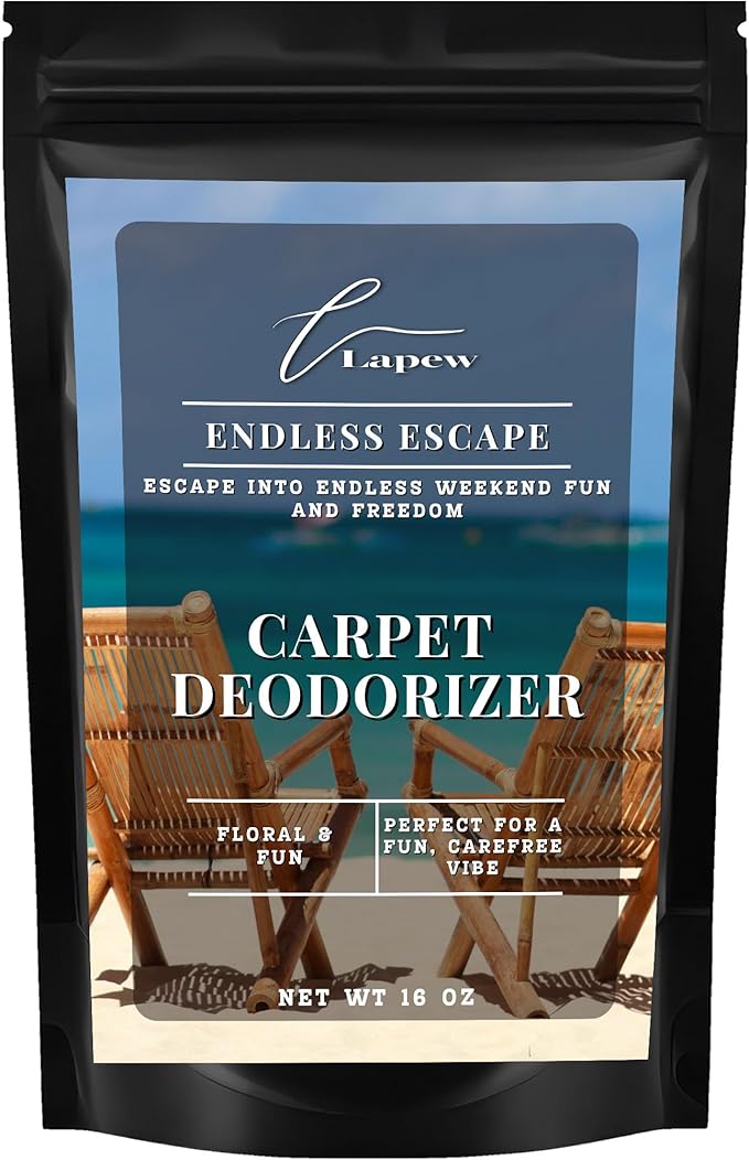 Lapew Endless Escape Carpet Deodorizer Powder - Pet Safe Freshener for Vacuuming | Scented Odor Eliminator for Home | 16 oz