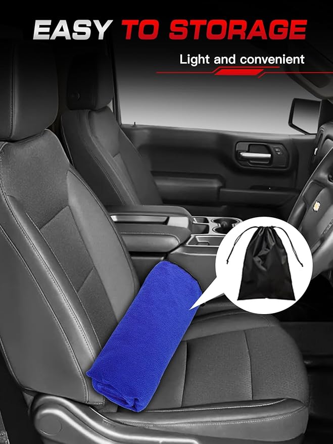 2-Pack 550g Waterproof Car Seat Cover Towel - Universal Anti-Slip Sweat Protection for Front Bucket Seats - Machine Washable Microfiber Protector for Gym, Yoga, Pets, Beach - Fits Cars, SUVs (Blue)