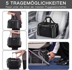 BAGLHER Expandable Cat Carrier with Travel Litter Box, Pet Travel 5 Sides Open Doors 3 Sides, Leak-Proof and Collapsible, for Car, Airplane Trip, Black