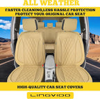 LINGVIDO Car Seat Covers for Front Seats (2 Seats) - Premium Perforated Nappa Leather,Waterproof Shield, Omni-Adapt Fit for SUVs Sedans, Ideal for Rideshare & Pets