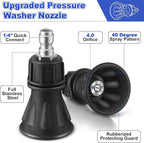 Dreyoo Pressure Washer Nozzle Guard, Durable Stainless Steel Power Washer Tips with Rubberized Protection, 1/4" Male Quick Connect, High Efficiency Cleaning(2 Pack,40 Degree with 4.0 Orifice)