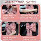 Macarrie 2 Pcs Car Neck Pillow Plush Butterfly Bow Car Headrest Pillow Comfortable Seat Neck Support Cute Head Rest Accessories for Driving Travel Driver Chair Girl Style Interior Decor (Pink Leopard)