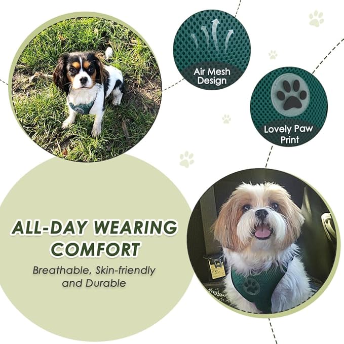 Lukovee Dog Seat Belt for Car, Adjustable Dog Car Harness for Large Medium Small Dogs, Soft Padded & Breathable Mesh Dog Seatbelt with Car Strap and Carabiner (Green,L)