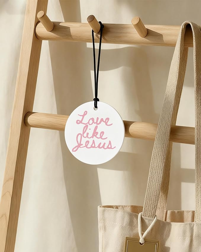Pink Christian Car Air Freshener 4 Pcs, Coquette Pink Bow Bible Verse Religious Hanging Air Freshener for Cars Closet Drawer Books, Cute Christian Car Accessories Mirror Decor for Women