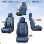 Coverado Seat Covers, Car Seat Covers Front Seats, Premium Nappa Leather Seat Covers for Cars, Waterproof Car Seat Protector with Lumbar Support, Front Seat Covers Universal Fit for Most Cars (Blue)