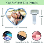 Personalized Car Air Freshener with Photo – Custom Rhinestone Vent Clip & Heart-Shaped Acrylic Picture Frame for Car Interior Decoration Accessories (Blue, One Size)