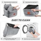 Dog Car Seat for Small/Medium Dogs, Dog Booster Car Seats with Thick Cushion for Dogs Under 35lbs, Detachable Washable Pet Carseat with Storage Pockets, 2 Safety Belts