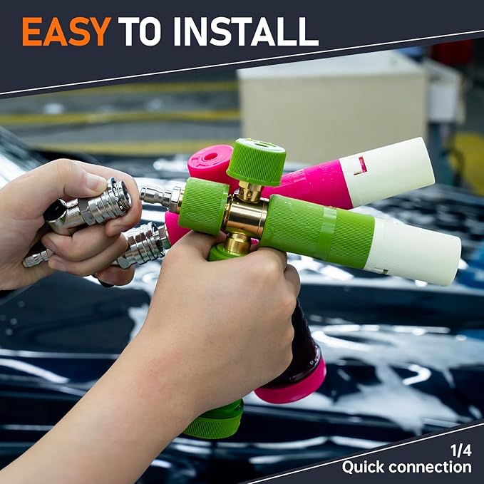 REALYOU Foam Cannon Dual-Connector Accessory, Pressure Washer Double Tip Attachment, Pressure Washer Accessories with 1/4" Quick Connect for Car Wash, 2 Adjustable Foam Cannon Pro