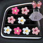 Cute Daisy Air Vent Clips 9 Pcs Flower Car Air Fresheners Vent Clips Charms Car Diffuser Vent Clip Car Decor Car Interior Decoration Cute Car Accessories for Women (White&Pink&Light Pink)