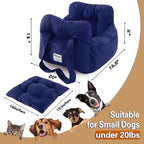 Dog Car Seat for Small Dogs, Portable Puppy Car Seat of Easy Installation, Fashionable Pet Carrier Bag with Large Pockets, Machine Washable Dog Booster Seat (Navy)