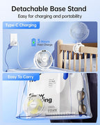 SWEETFULL Portable Stroller Fan with LED Display, 4 Speed Rechargeable Mini Clip On Fan, 360° Rotate Flexible Tripod Better Cooling Small Baby Fan for Car Seat Crib Travel Bike Treadmill (White)