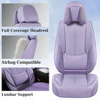 Coverado Universal Seat Covers Front, Universal Seat Covers for Cars, 2-Pack Waterproof Nappa Leather Car Seat Covers with Head Pillow, Auto Protectors Fit for Most Sedans SUV Pick-up Truck-Purple